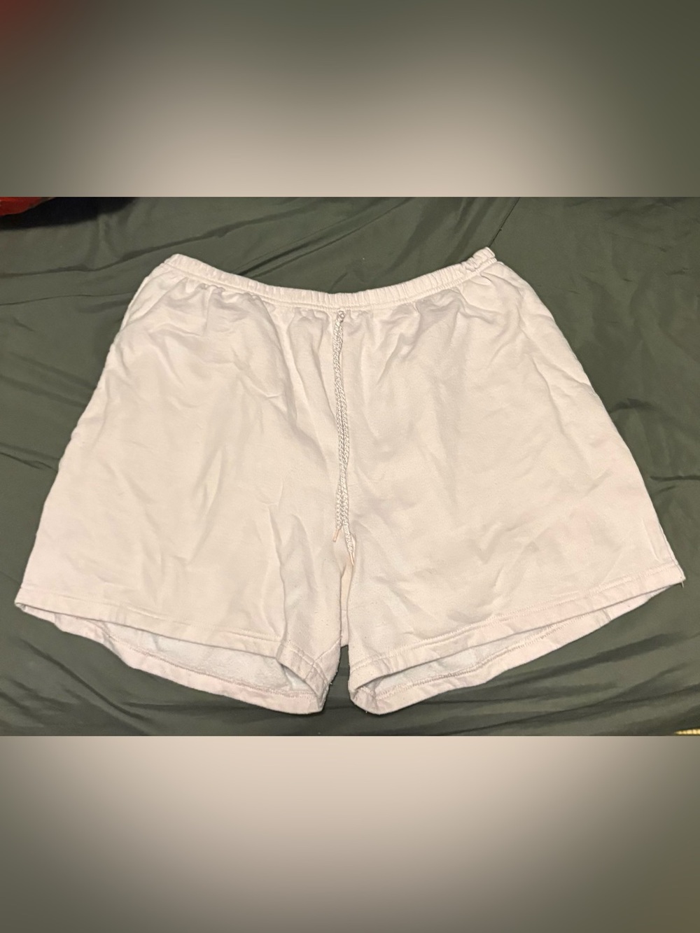 Men's White Cotton Drawstring Shorts